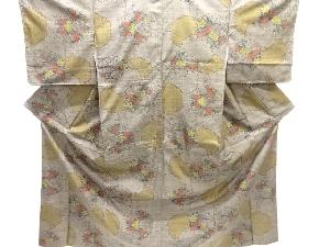 大特価品　雪輪に花模様織り出し本場泥大島紬着物(5マルキ)